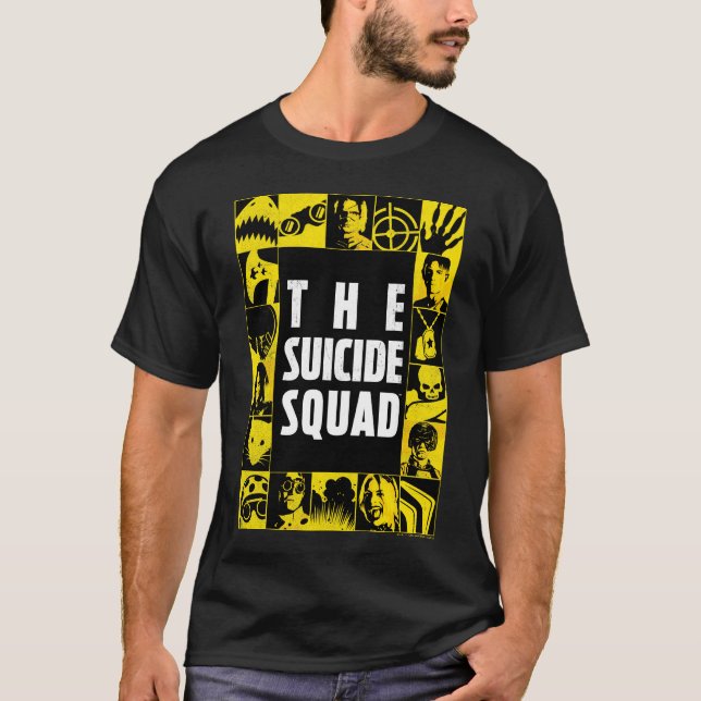 Camiseta O Esquadrão Suicida | Blocos de Ícones Amarelo e P (Frente)