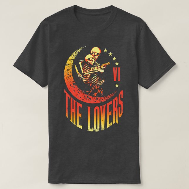 Camiseta O Esqueleto Da Placa Tarot Moon Crescent Outla (Frente do Design)