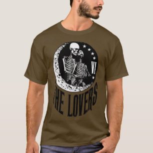 Camiseta O Esqueleto Da Placa Tarot Moon Crescent Vinta