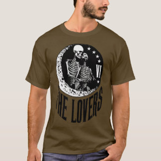 Camiseta O Esqueleto Da Placa Tarot Moon Crescent Vinta