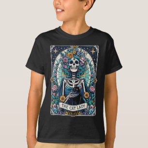 Camiseta O Esqueleto Da Senhora Tarot Cat Cat Mamãe Cat Lov