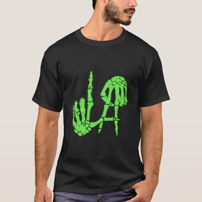 Camiseta O Esqueleto do Sinal de Mão de Los Angeles Mãos Os (Frente)