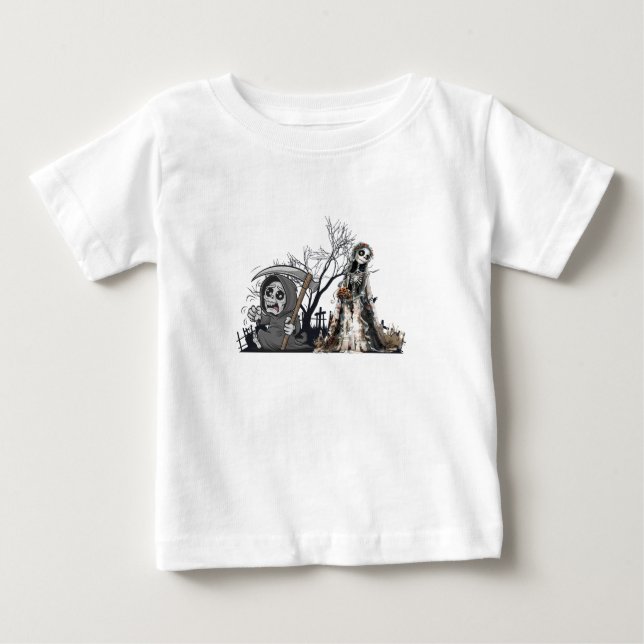 Camiseta O esqueleto e a noiva do corpo. (Frente)