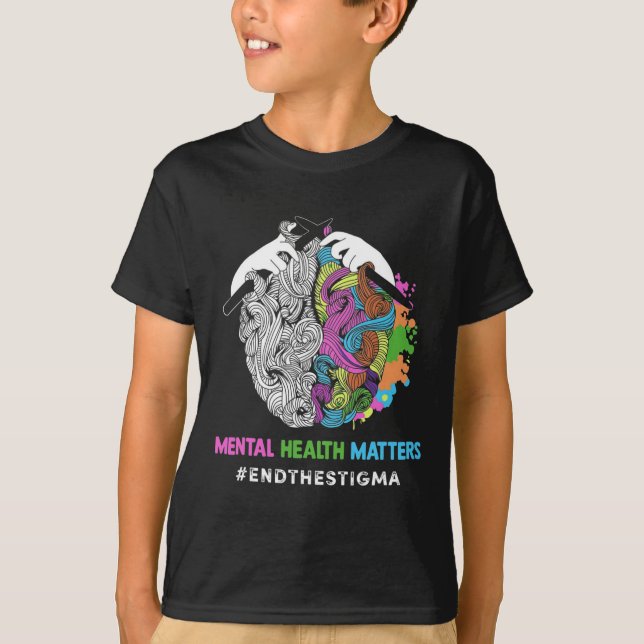 Camiseta O Estigma Problemas de Saúde Mental Sensibilização (Frente)