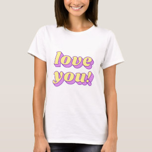 Camiseta O estilo engraçado 3D te ama! tipografia de fonte