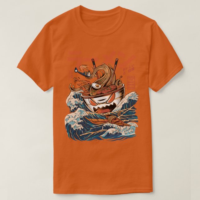 Camiseta O Excelente negro Ramen (Frente do Design)