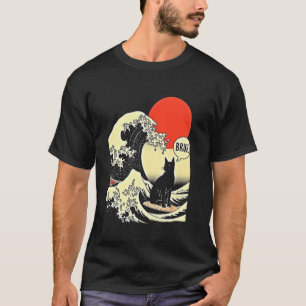Camiseta O Excelente Wave Kanagawa Engraçado Gato Japonês D