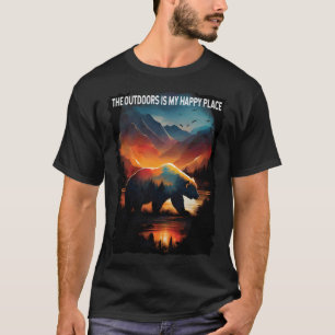 Camiseta O Exterior É O Meu Lugar Feliz A Viajar De Urso