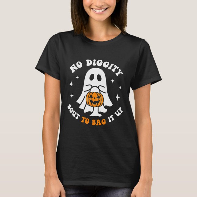 Camiseta O Fantasma Do Halloween Não Tem Dígidade De Ir Par (Frente)