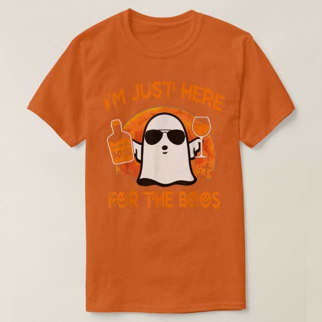 Camiseta O Fantasma Engraçado do Halloween Estou Aqui Para (Frente do Design)