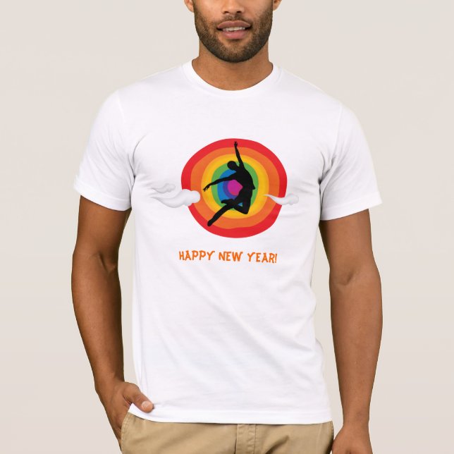 Camiseta O feliz ano novo! (para o gay) (Frente)