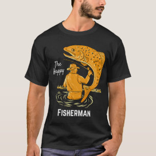 Camiseta O Feliz Pescador Grande Design de Pesca