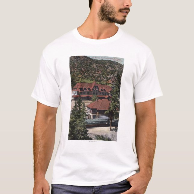Camiseta O ferro salta estação & hotel da estrada da roda (Frente)