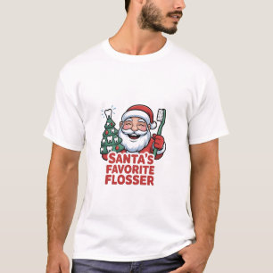 Camiseta O Flosser Favorito do Papai Noel Natal Dentista Od