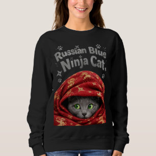 Camiseta O Furtivo e Empolado: Gato Ninja Azul Russo
