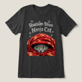 Camiseta O Furtivo e Empolado: Gato Ninja Azul Russo