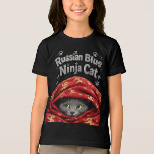 Camiseta O Furtivo e Empolado: Gato Ninja Azul Russo