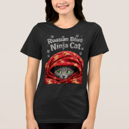 Camiseta O Furtivo e Empolado: Gato Ninja Azul Russo