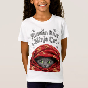 Camiseta O Furtivo e Empolado: Gato Ninja Azul Russo