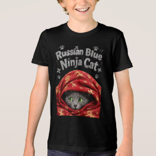 Camiseta O Furtivo e Empolado: Gato Ninja Azul Russo
