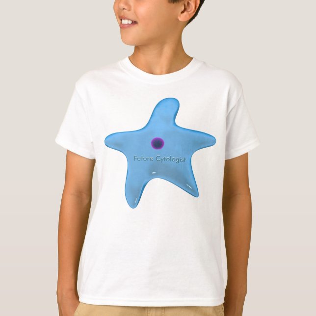 Camiseta O Futuro Citologista numa Célula Azul (Frente)