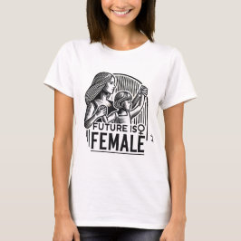 Camiseta O futuro é a mãe feminina e filha segurando a mão