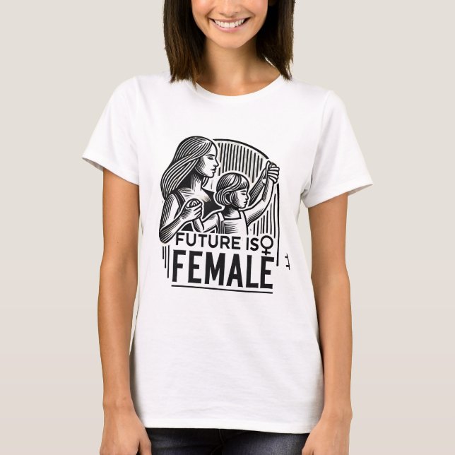 Camiseta O futuro é a mãe feminina e filha segurando a mão (Frente)