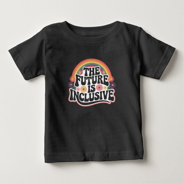 Camiseta O Futuro é Inclusivo Gay de Sinalizador LGBTQ Arco (Frente)