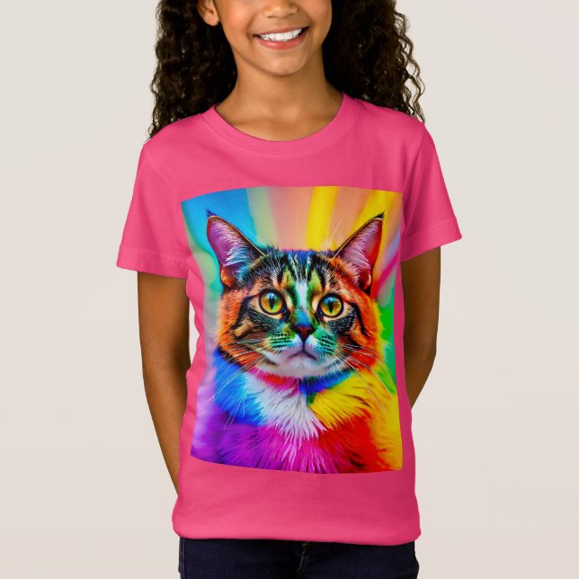Camiseta O gato arco-íris (Frente)