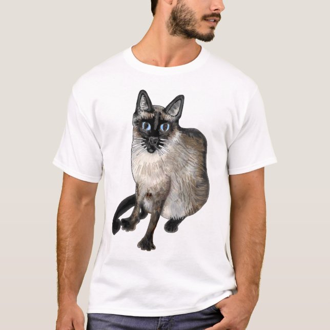 Camiseta O Gato Asiático com "Eu amo gatos!" (Frente)