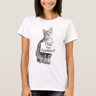 Camiseta O gato bonito pergunta-me pode tem biscoitos?