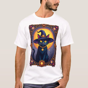 Camiseta O Gato Bruxo Cartão Tarot Halloween Vintage Gótico