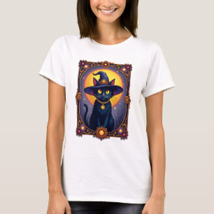 Camiseta O Gato Bruxo Cartão Tarot Halloween Vintage Gótico