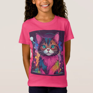Camiseta o gato colorido