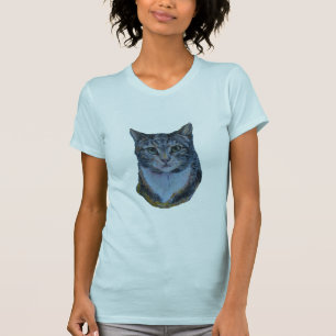Camiseta O gato de gato malhado olha fixamente para baixo