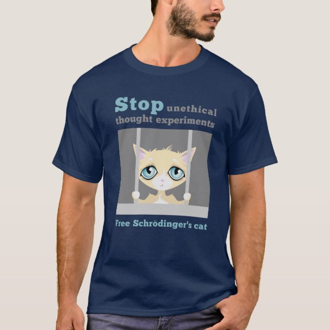 Camiseta O gato de Schrodinger livre (Frente)