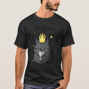 Camiseta O Gato de Tuxedo Preto do Chefe com Gato Louco Cor