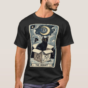 Camiseta O Gato Do Cartão De Tarô Hermit Na Caixa Engraçado