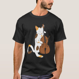 Camiseta O gato do jazz joga o baixo ereto - presente do