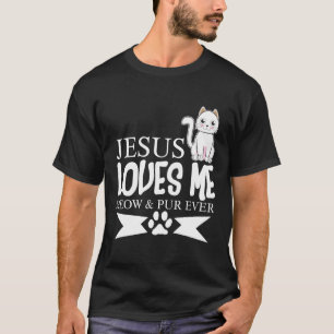 Camiseta O gato Jesus ama-me cristão da juventude do Meow