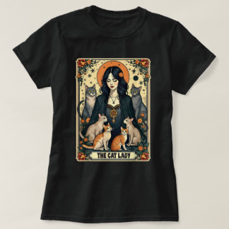 Camiseta O Gato Lady Tarot Card Witchy Gótica Mãe