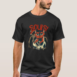 Camiseta O Gato Levará A Sua Alma A Fechar O Cachorro