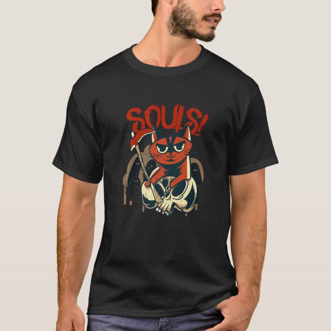 Camiseta O Gato Levará A Sua Alma A Fechar O Cachorro (Frente)