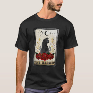 Camiseta O Gato Negro Halloween O Cartão Tarot Hermit Witch