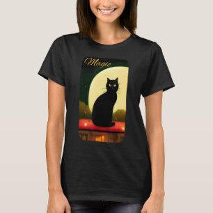 Camiseta O Gato Negro Mágico na lua, Bate-papo em Aes Noir