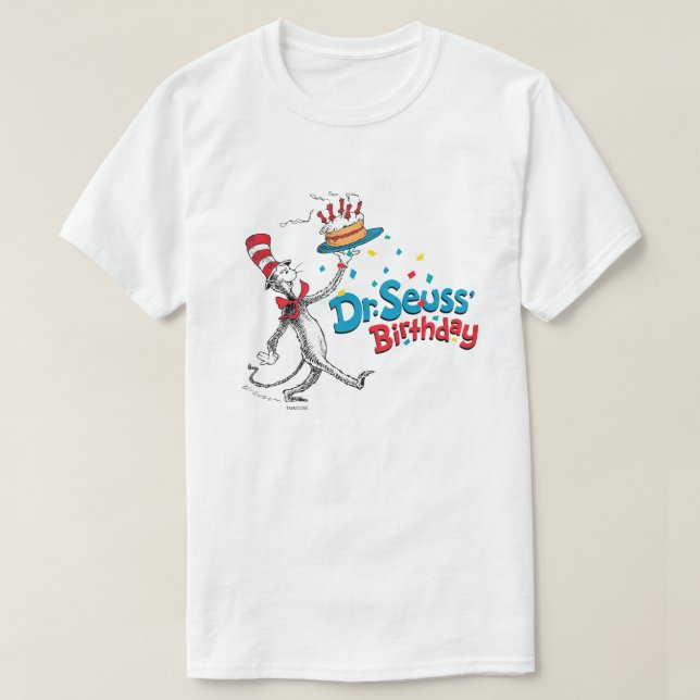 Camiseta O Gato no Chapéu| Aniversário do Dr. Seuss (Frente do Design)