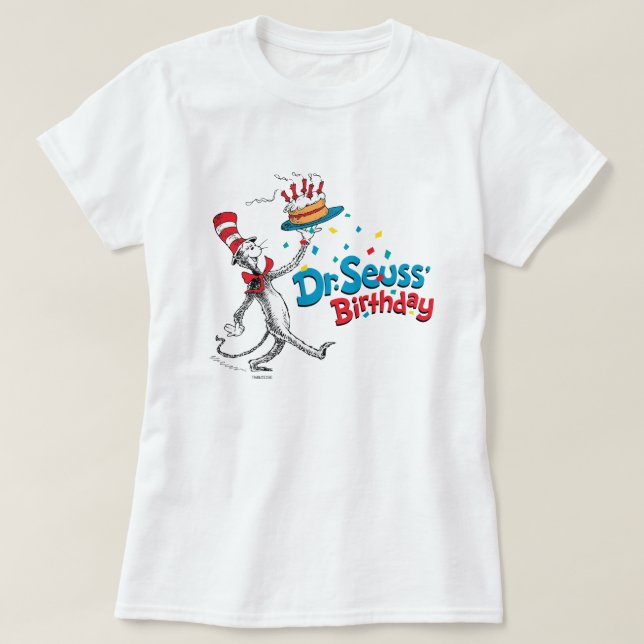 Camiseta O Gato no Chapéu| Aniversário do Dr. Seuss (Frente do Design)