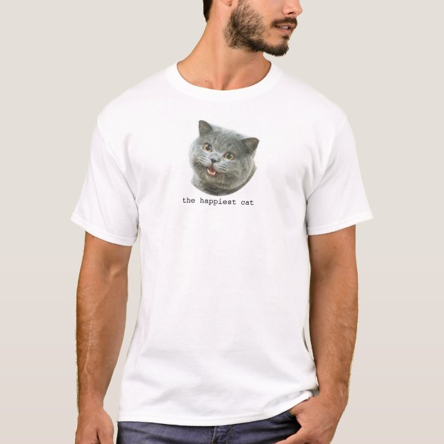 Camiseta o gato o mais feliz (Frente)