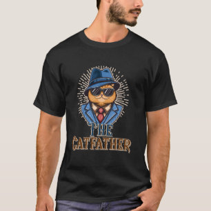 Camiseta O Gato Padrinho Felino Legal de Terno e Chapéu
