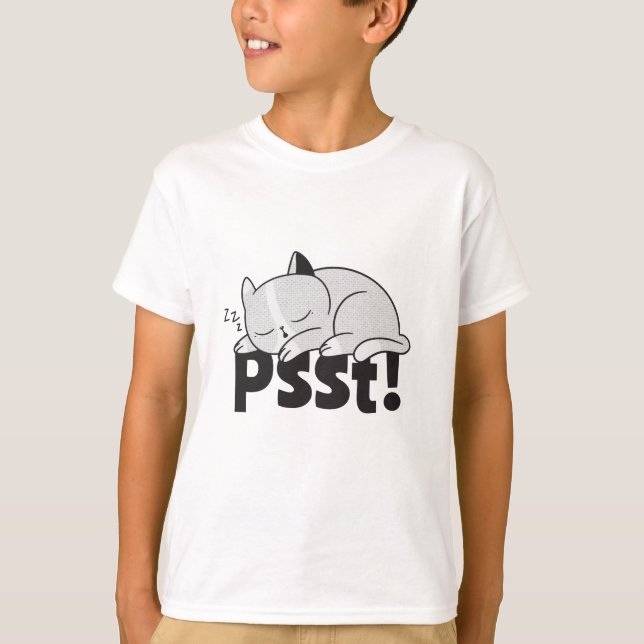 Camiseta O gato preguiçoso está dormindo (Frente)